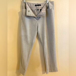 Cropped gray business casual pants.